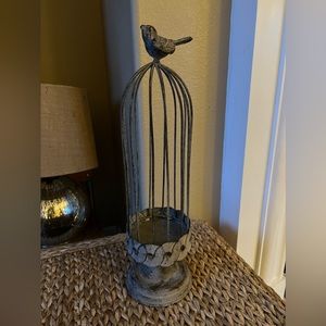 Metal birdcage candle holder